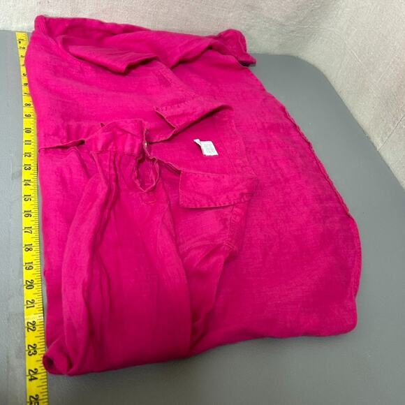 Sigrid Olsen Womens 100% Linen Button Up Top Size 1X Resort Roll Tab Sleeve Pink - Picture 6 of 8